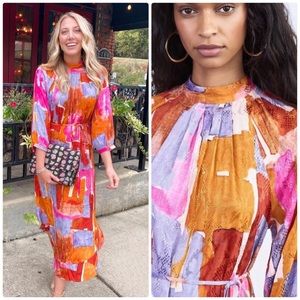 NWT ANTHROPOLOGIE JESSAMINE MOCK NECK MAXI DRESS